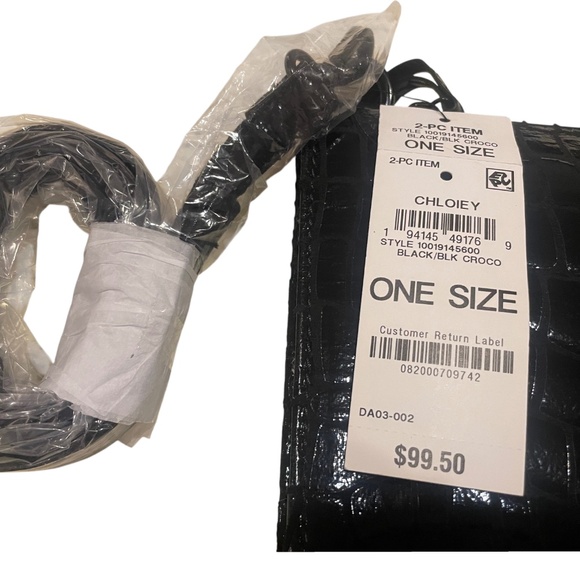 I.N.C. International Concepts Black Croc Faux Leather Crossbody Bag - Picture 5 of 8